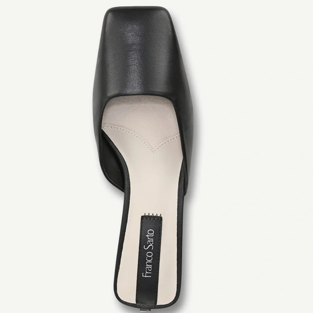 Franco Sarto Black Flats Sleek Leather Loafers